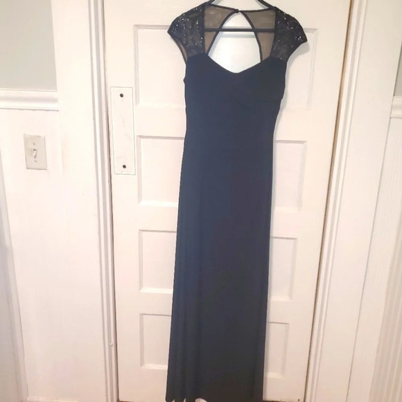 Lauren Ralph Lauren black jersey gown sequin event sz 4 - Picture 1 of 8